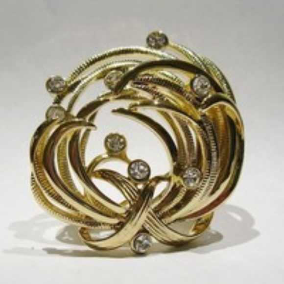 Jones New York Goldtone Ribbon Brooch New … - Picture 1 of 2